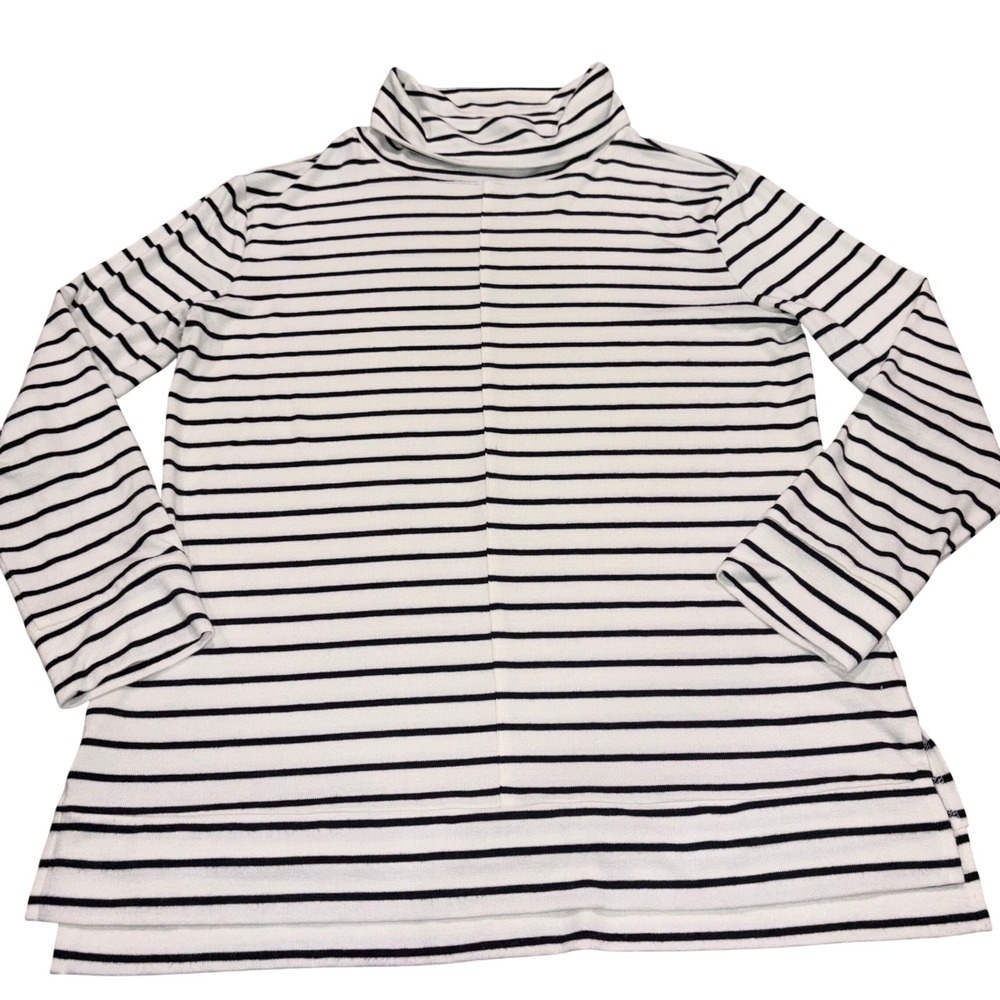 Striped Turtleneck Long Sleeve A New Day Top Womens Large White Black